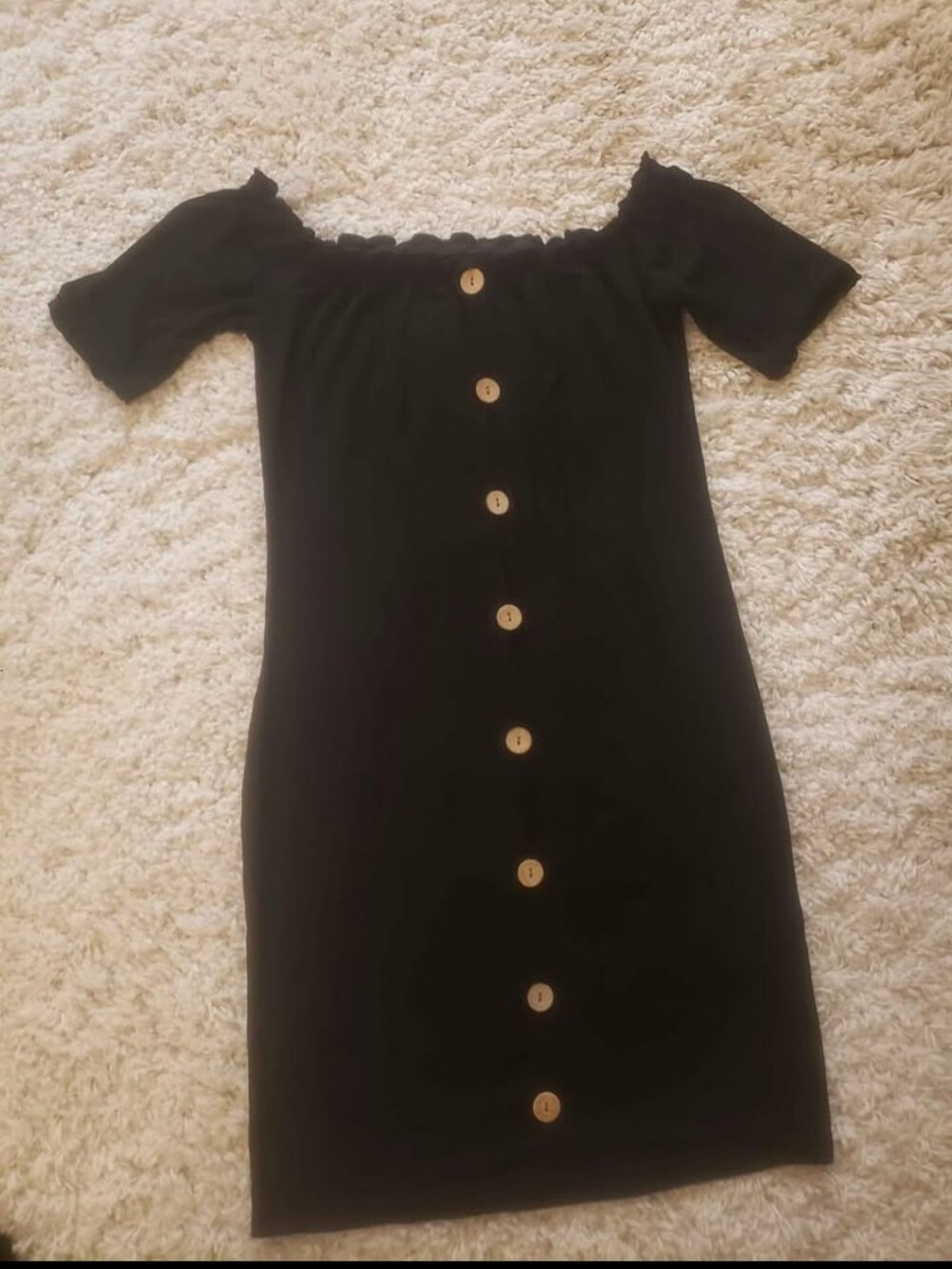 SHEIN Black Off-Shoulder Mini Dress with Button Front